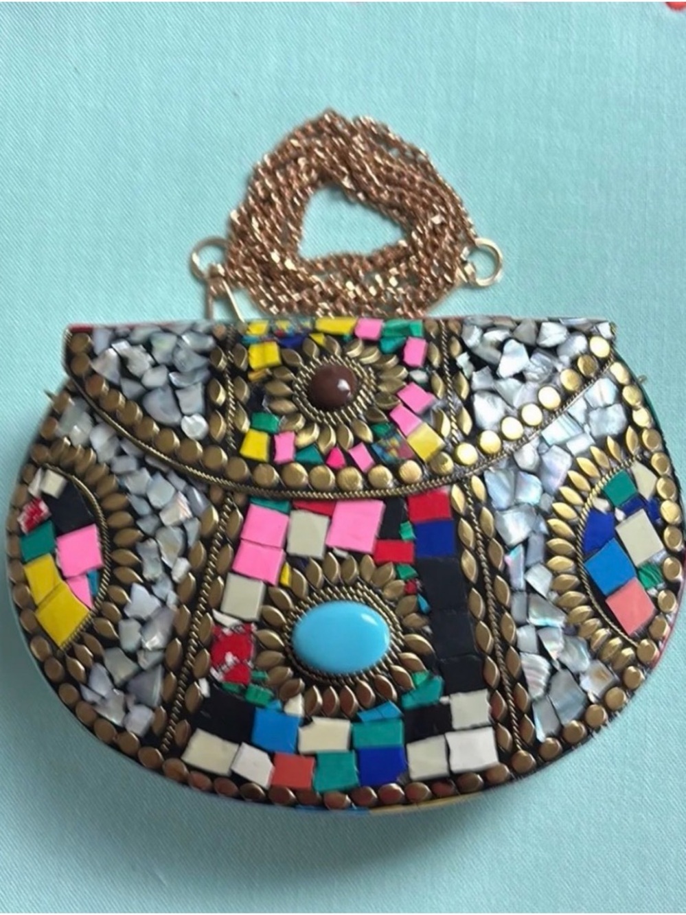 Morrocan Multicolor Mosaic Inlay Women’s Crossbody Bag